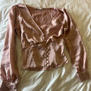 abercrombie & fitch dusty pink silk blouse